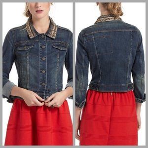 Anthro Holding Horses beaded Denim jacket